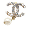 Secondhand Chanel Gold Plated CC Crystal and Faux Pearl Drop Push Back Earrings