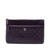 Chanel CC Quilted Lambskin Double Zip Clutch Secondhand
