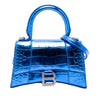 Balenciaga Metallic Calfskin Croc Embossed Hourglass Satchel XS Secondhand