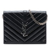 Saint Laurent Studded Chevron Calfskin Monogram Envelope Chain Flap Secondhand