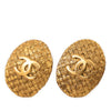 Chanel CC Gold Plated Woven Oval Clip on Earrings Secondhand