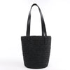 Saint Laurent Paris Panier Small Raffia x Leather Shoulder Bag in Black 693240 Secondhand