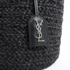 Saint Laurent Paris Panier Small Raffia x Leather Shoulder Bag in Black 693240 Secondhand