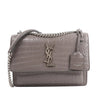 Saint Laurent Paris Sunset Medium Mock Croc Shoulder Bag in Gray 442906 Secondhand
