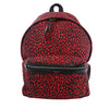 Saint Laurent Paris Leopard Hunting Canvas x Leather Backpack in Red x Black 326865 Secondhand