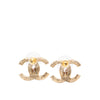 Chanel CC Gold Plated Faux Pearl Strass Push Back Earrings Secondhand