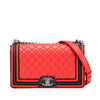 Chanel Old Medium Bicolor Quilted Lambskin and Rubber Boy Flap Secondhand