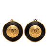 Secondhand Chanel CC Gold Plated and Wood Round Button Clip On Earrings
