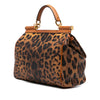 Dolce & Gabbana Large Leopard Print Coated Canvas Miss Sicily Satchel Secondhand