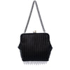Chanel Pleated Satin Frame Pearl Chain Fringe Shoulder Bag Secondhand