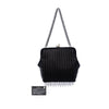 Chanel Pleated Satin Frame Pearl Chain Fringe Shoulder Bag Secondhand