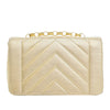 Secondhand Chanel Small Chevron Metallic Lambskin V Stitch Bijoux Flap