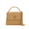 Chanel CC Quilted Lambskin Faux Pearl Top Handle Flap Secondhand