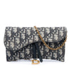 Dior Small Oblique Canvas Saddle Pouch with Chain Secondhand