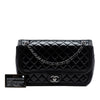 Chanel Jumbo Quilted Patent and Lambskin Trimmed Classic Twist Flap Secondhand