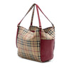 Burberry Small Leather Trimmed Haymarket Check Coated Canvas Canterbury Tote Secondhand