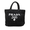 Prada Small Raffia Effect Crochet Embroidered Logo Tote Secondhand
