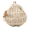 Fendi Zucchino Canvas Kiss Lock Coin Purse Secondhand