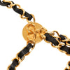 Chanel Gold Plated Leather Woven Chain Medallion Belt Secondhand