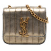 Saint Laurent Small Metallic Grain De Poudre Monogram Vicky Chain Bag Secondhand