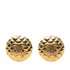 Chanel CC Quilted Gold Plated Round Clip on Earrings Secondhand