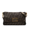 Fendi Large Zucca Canvas Glitter Mia Flap Shoulder Bag Secondhand