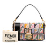 Fendi Chinese Valentines Day Zucca Embroidered Canvas Baguette Satchel Secondhand