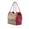Secondhand Burberry Small Haymarket Check Coated Canvas and Leather Canterbury Tote