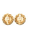 Chanel CC Gold Plated Wheat Medallion Clip On Earrings Secondhand