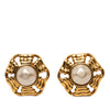 Chanel Gold Plated Faux Pearl Wavy Clip On Earrings Secondhand