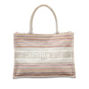 Dior Medium Embroidered Canvas Stripes Book Tote Secondhand