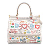 Dolce & Gabbana Small Dauphine Graffiti Printed Leather Miss Sicily Satchel Secondhand