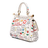 Dolce & Gabbana Small Dauphine Graffiti Printed Leather Miss Sicily Satchel Secondhand