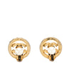 Chanel CC Gold Plated Rhinestone Round Clip On Earrings Secondhand