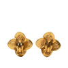 Chanel CC Gold Plated Clover Clip On Earrings Secondhand