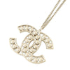 Chanel Gold Plated Faux Pearls and Crystals CC Pendant Necklace Secondhand