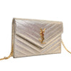 Saint Laurent Metallic Crackled Chevron Calfskin Monogram Envelope Chain Wallet Secondhand