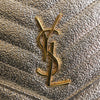 Saint Laurent Metallic Crackled Chevron Calfskin Monogram Envelope Chain Wallet Secondhand