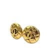 Chanel CC Gold Plated Quilted Button Clip On Earrings Secondhand