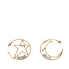 Dior Gold Plated Moon and Star JAdior Hoop Push Back Earrings Secondhand