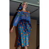 second hand Yves Saint Laurent Top And Blue Floral Silk Skirt Set