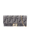 Fendi Denim Effect FF Jacquard Baguette Continental Wallet With Chain Secondhand