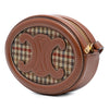 Celine Small Houndstooth Canvas and Calfskin Cuir Triomphe Oval Crossbody Secondhand
