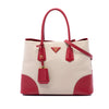 Prada Large Saffiano Trimmed Canapa Double Satchel Secondhand