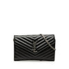 Saint Laurent Grain De Poudre Chevron Monogram Envelope Chain Wallet Secondhand
