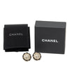 Chanel CC Gold Plated Leather Woven Strass and Faux Pearl Round Clip On Earrings Secondhand