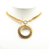 Chanel Gold Plated CC Loupe Magnifying Glass Pendant Necklace Secondhand