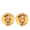 Chanel CC Gold Plated Round Clip On Earrings Secondhand
