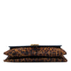 Saint Laurent Chevron Calfskin and Leopard Printed Calf Hair Classic Monogram Envelope Crossbody Secondhand