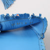 Secondhand Valentino Garavani Tassels Fringe Canvas & Leather Espadrilles Sandals in Blue, Size 37 EU